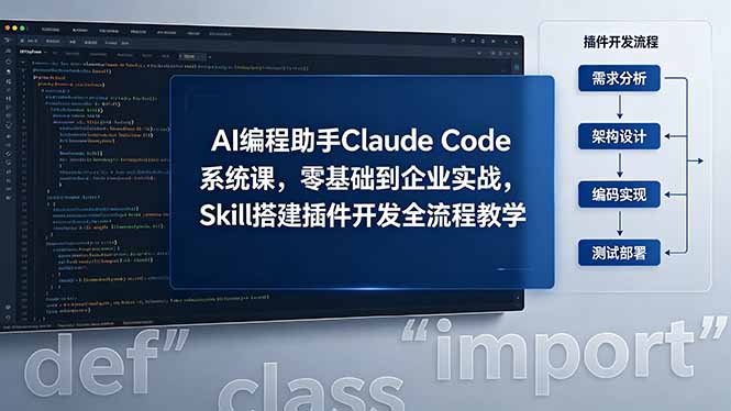 AI 编程助手 Claude Code 系统课,零基础到企业实战,Skill 搭建插件开发全流程教学-盟主1站 - 热点知汇专注网赚项目资源知识聚汇