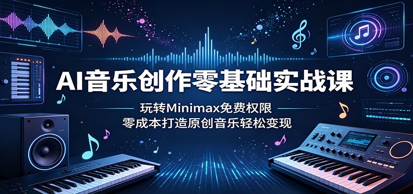 AI音乐创作零基础实战课:玩转Minimax免费权限,零成本打造原创音乐轻松变现-盟主1站 - 热点知汇专注网赚项目资源知识聚汇