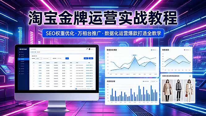 2026 淘宝金牌运营实战教程，SEO权重优化万相台推广，数据化运营爆款打造全教学-盟主1站 - 热点知汇专注网赚项目资源知识聚汇