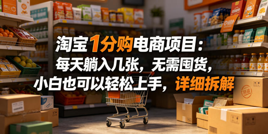 淘宝1分购电商项目:每天躺入几张,无需囤货,小白也可以轻松上手,详细拆解-盟主1站 - 热点知汇专注网赚项目资源知识聚汇