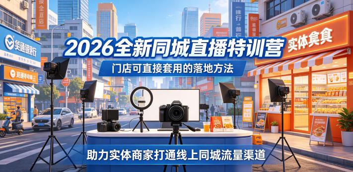 2026全新同城直播特训营，门店可直接套用的落地方法，助力实体商家打通线上同城流量渠道-盟主1站 - 热点知汇专注网赚项目资源知识聚汇