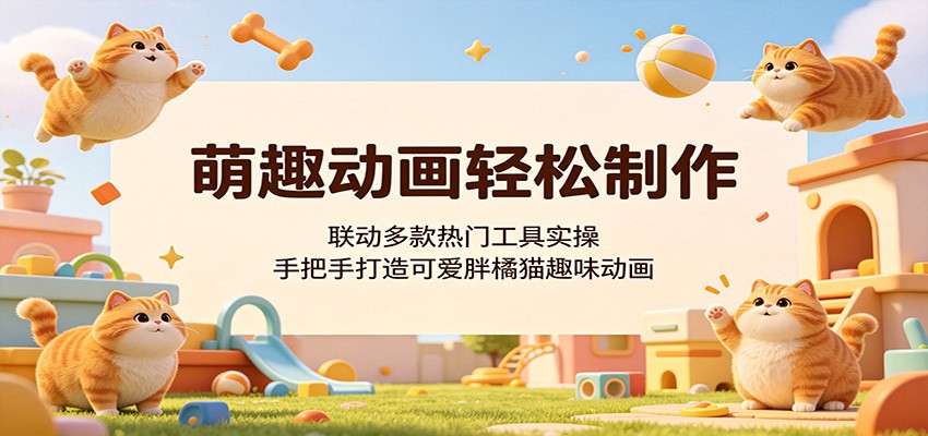 萌趣动画轻松制作，联动多款热门工具实操，手把手打造可爱胖橘猫趣味动画-盟主1站 - 热点知汇专注网赚项目资源知识聚汇