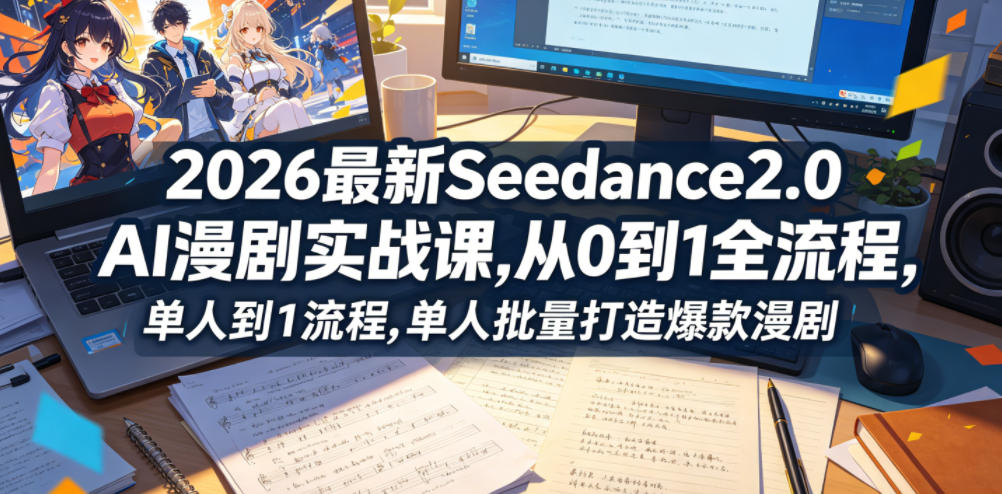 2026最新Seedance2.0 AI漫剧实战课,，从0到1全流程，单人批量打造爆款漫剧-盟主1站 - 热点知汇专注网赚项目资源知识聚汇
