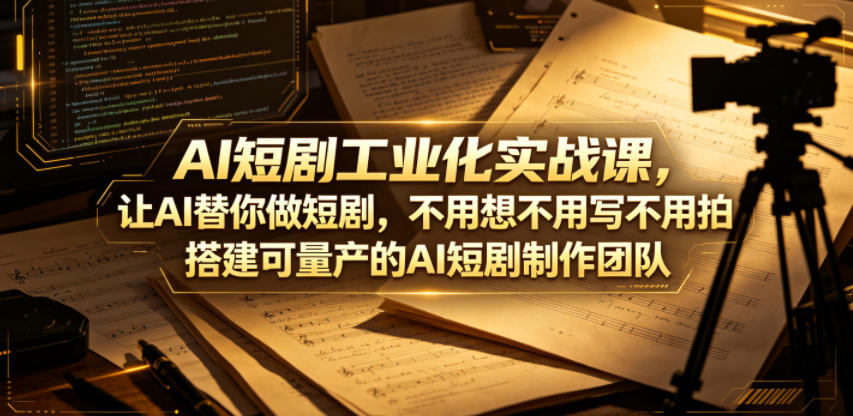 AI短剧工业化实战课，让AI替你做短剧，不用想不用写不用拍，搭建可量产的AI短剧制作团队-盟主1站 - 热点知汇专注网赚项目资源知识聚汇