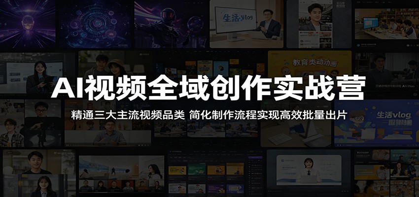 AI视频全域创作实战营：精通三大主流视频品类，简化制作流程实现高效批量出片-盟主1站 - 热点知汇专注网赚项目资源知识聚汇