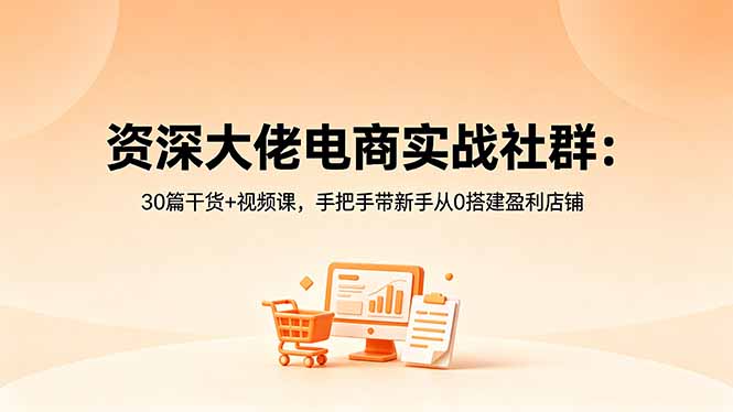 资深大佬电商实战社群：30篇干货+视频课，手把手带新手从0搭建盈利店铺-盟主1站 - 热点知汇专注网赚项目资源知识聚汇