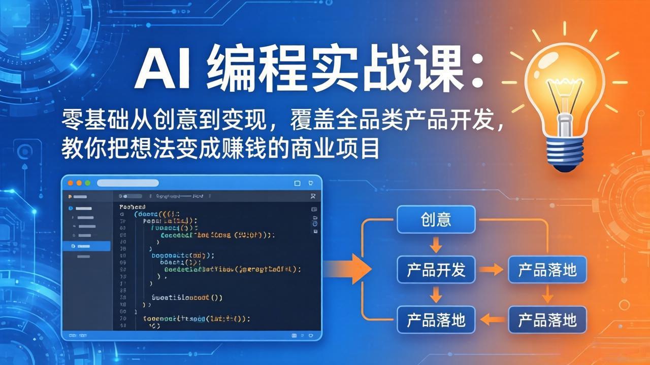 AI编程实战课-第三期-5月19更新：零基础从创意到变现，覆盖全品类产品开发，把想法变成赚钱项目-盟主1站 - 热点知汇专注网赚项目资源知识聚汇