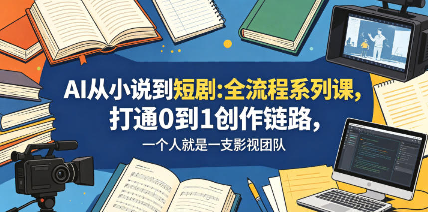 AI从小说到短剧全流程系列课，打通0到1创作链路，一个人就是一支影视团队-盟主1站 - 热点知汇专注网赚项目资源知识聚汇