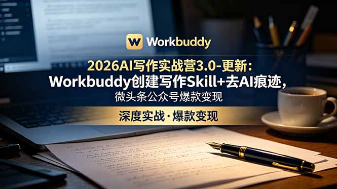 2026AI写作实战营3.0-更新：Workbuddy创建写作Skill+去AI痕迹，微头条公众号爆款变现-盟主1站 - 热点知汇专注网赚项目资源知识聚汇