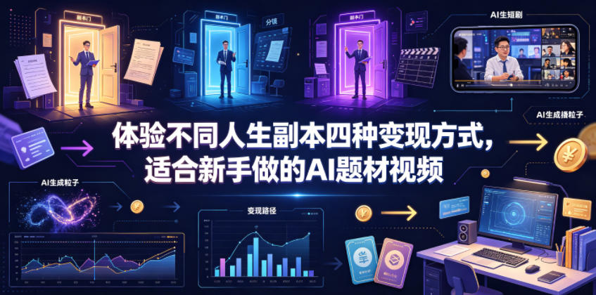 体验不同人生副本四种变现方式，适合新手做的AI题材视频-盟主1站 - 热点知汇专注网赚项目资源知识聚汇