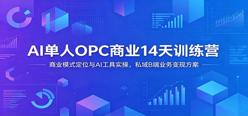AI单人OPC商业14天训练营：商业模式定位与AI工具实操，私域B端业务变现方案-盟主1站 - 热点知汇专注网赚项目资源知识聚汇