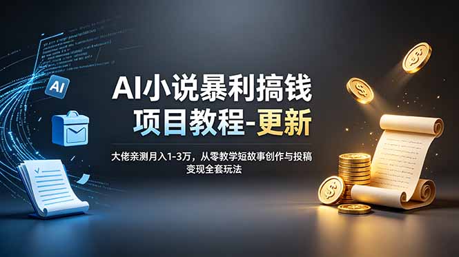AI小说暴利搞钱项目教程-更新，大佬亲测月入1-3万，从零教学短故事创作与投稿变现全套玩法-盟主1站 - 热点知汇专注网赚项目资源知识聚汇