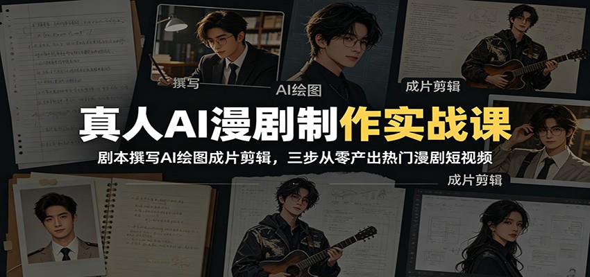 真人AI漫剧制作实战课：剧本撰写AI绘图成片剪辑，三步从零产出热门漫剧短视频-盟主1站 - 热点知汇专注网赚项目资源知识聚汇