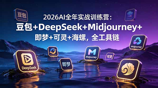 2026AI全年实战训练营：豆包+DeepSeek+Midjourney+即梦+可灵+海螺，全工具链-盟主1站 - 热点知汇专注网赚项目资源知识聚汇