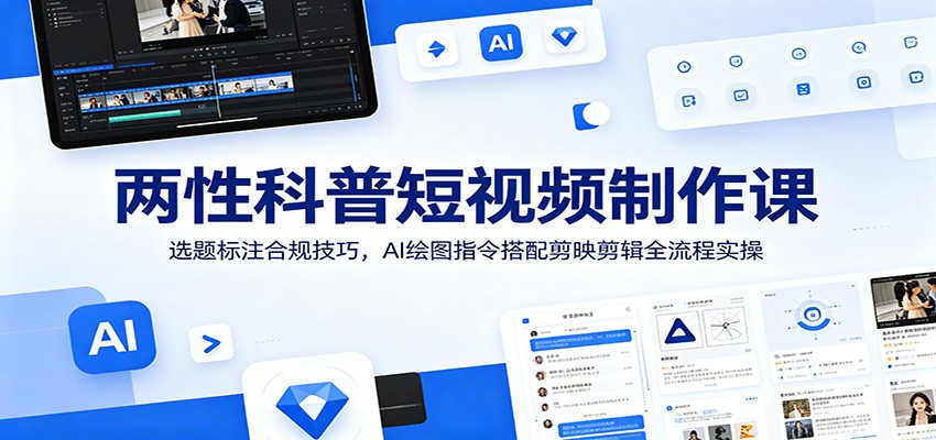 两性科普短视频制作课：选题标注合规技巧，AI绘图指令搭配剪映剪辑全流程实操-盟主1站 - 热点知汇专注网赚项目资源知识聚汇