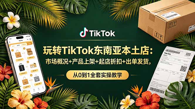 玩转TikTok东南亚本土店：市场概况+产品上架+起店折扣+出单发货，从0到1全套实操教学-盟主1站 - 热点知汇专注网赚项目资源知识聚汇