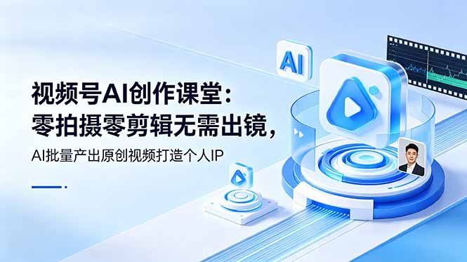 视频号AI创作课堂：零拍摄零剪辑无需出镜，AI批量产出原创视频打造个人IP-盟主1站 - 热点知汇专注网赚项目资源知识聚汇
