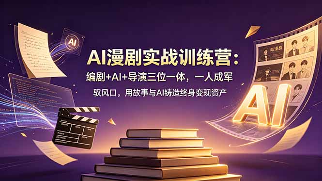 AI漫剧实战训练营：编剧+AI+导演三位一体，一人成军 驭风口，用故事与AI铸造终身变现资产-盟主1站 - 热点知汇专注网赚项目资源知识聚汇