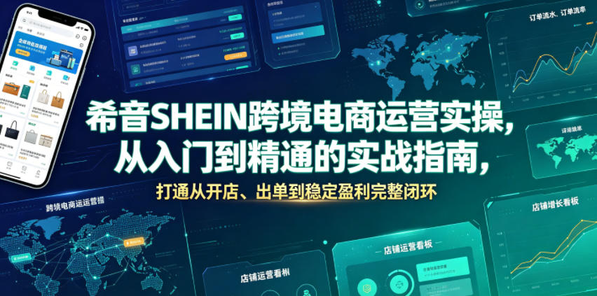 希音SHEIN跨境电商运营实操，从入门到精通的实战指南，打通从开店、出单到稳定盈利完整闭环-盟主1站 - 热点知汇专注网赚项目资源知识聚汇