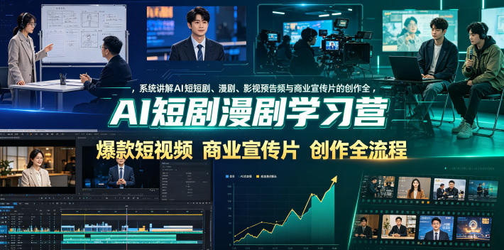 AI短剧漫剧学习营，系统讲解AI短剧、漫剧、影视预告片、爆款短视频与商业宣传片的创作全流程-盟主1站 - 热点知汇专注网赚项目资源知识聚汇