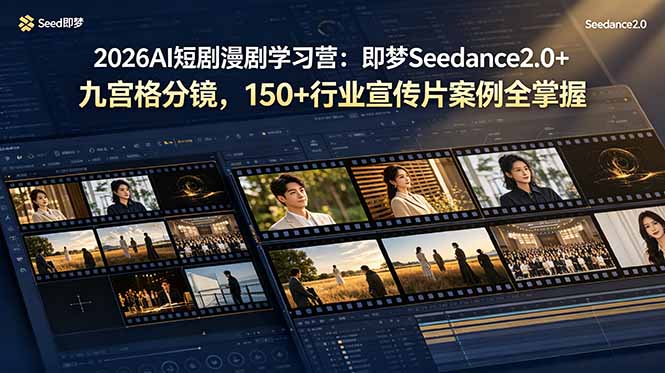 2026AI短剧漫剧学习营：即梦Seedance2.0+九宫格分镜，150+行业宣传片案例全掌握-盟主1站 - 热点知汇专注网赚项目资源知识聚汇