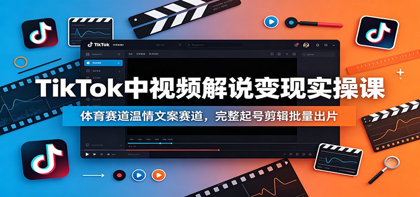 TikTok中视频解说变现实操课：体育赛道温情文案赛道，完整起号剪辑批量出片-盟主1站 - 热点知汇专注网赚项目资源知识聚汇