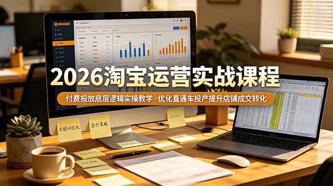 2026 淘宝运营实战课程，付费投放底层逻辑实操教学，优化直通车投产提升店铺成交转化-盟主1站 - 热点知汇专注网赚项目资源知识聚汇