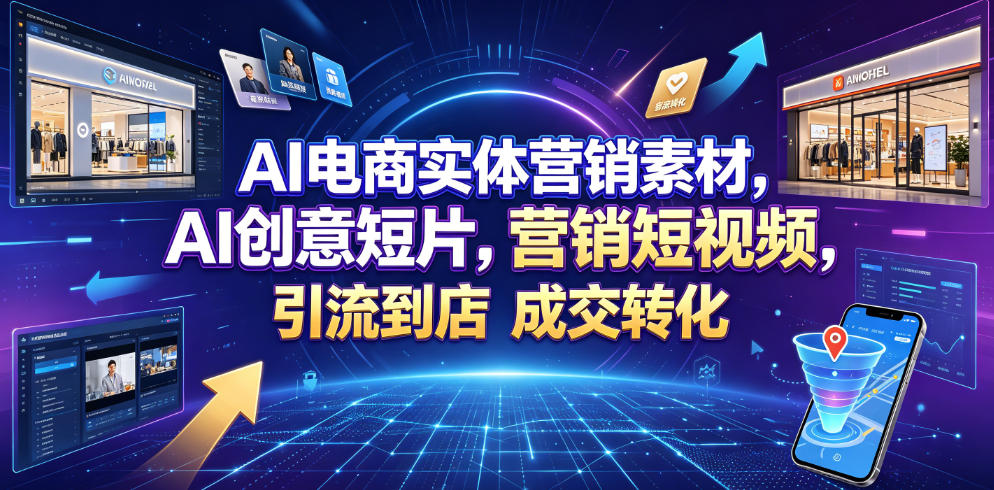 AI电商实体营销素材，AI创意短片，高效打造营销短视频，轻松引流到店，稳定提升门店客流与成交转化-盟主1站 - 热点知汇专注网赚项目资源知识聚汇