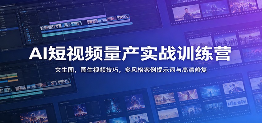 AI短视频量产实战训练营：文生图，图生视频技巧，多风格案例提示词与高清修复-盟主1站 - 热点知汇专注网赚项目资源知识聚汇