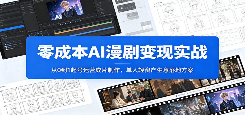 零成本AI漫剧变现实战：从0到1起号运营成片制作，单人轻资产生意落地方案-盟主1站 - 热点知汇专注网赚项目资源知识聚汇