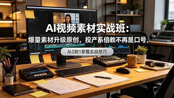 AI视频素材实战班：爆量素材升级原创，投产翻倍不再是口号，0-1系统教学实战落地-盟主1站 - 热点知汇专注网赚项目资源知识聚汇