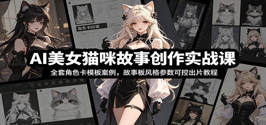 AI美女猫咪故事创作实战课：全套角色卡模板案例，故事板风格参数可控出片教程-盟主1站 - 热点知汇专注网赚项目资源知识聚汇