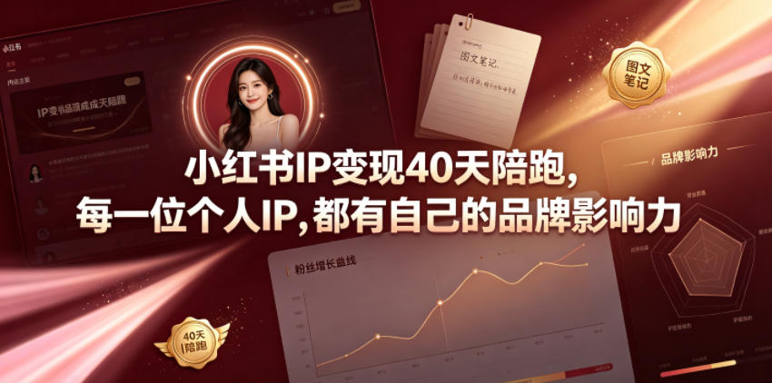 小红书IP变现40天陪跑，每一位个人IP，都有自己的品牌影响力-盟主1站 - 热点知汇专注网赚项目资源知识聚汇