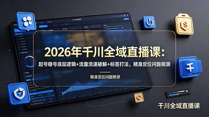 2026年千川全域直播课：起号稳号底层逻辑+流量流速破解+标签打法，精准定位问题根源-盟主1站 - 热点知汇专注网赚项目资源知识聚汇