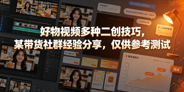 好物视频多种二创技巧，某带货社群经验分享，仅供参考测试-盟主1站 - 热点知汇专注网赚项目资源知识聚汇