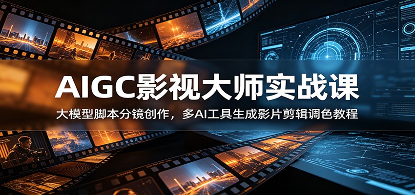 AIGC影视大师实战课：大模型脚本分镜创作，多AI工具生成影片剪辑调色教程-盟主1站 - 热点知汇专注网赚项目资源知识聚汇