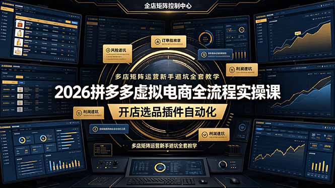 2026拼多多虚拟电商全流程实操课，开店选品插件自动化，多店矩阵运营新手避坑全套教学-盟主1站 - 热点知汇专注网赚项目资源知识聚汇