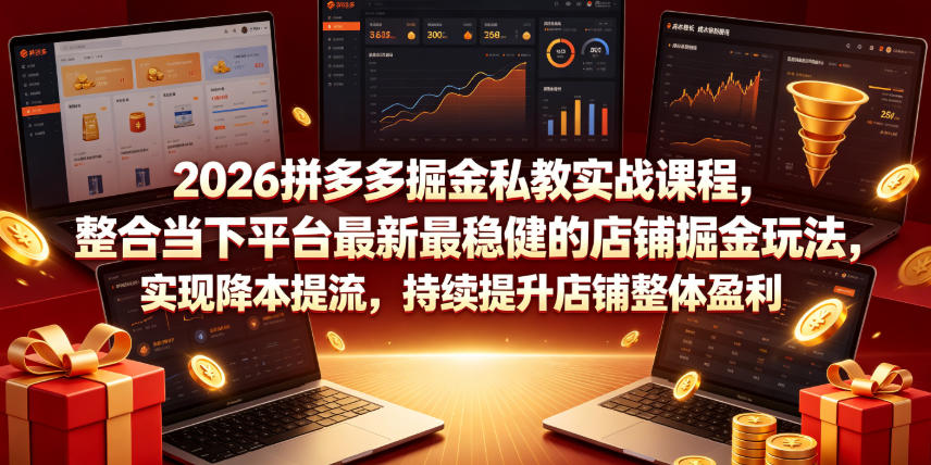 2026拼多多掘金私教实战课程，整合当下平台最新最稳健的店铺掘金玩法，实现降本提流，持续提升店铺整体盈利-盟主1站 - 热点知汇专注网赚项目资源知识聚汇