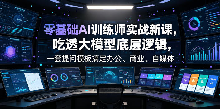 零基础AI训练师实战课，吃透大模型底层逻辑，一套提问模板搞定办公、商业、自媒体、设计、生活全场景AI落地应用-盟主1站 - 热点知汇专注网赚项目资源知识聚汇