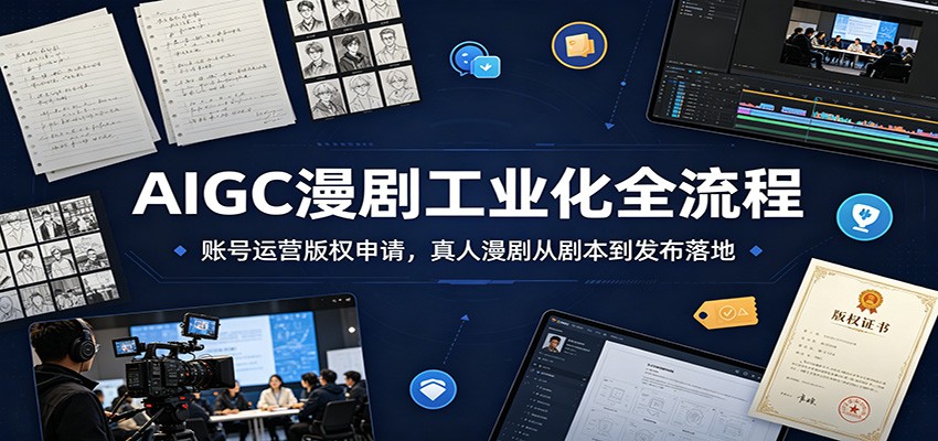 AIGC漫剧工业化全流程：账号运营版权申请，真人漫剧从剧本到发布落地-盟主1站 - 热点知汇专注网赚项目资源知识聚汇
