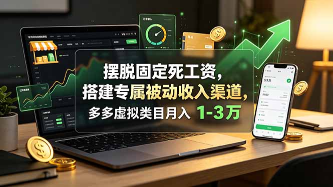 摆脱固定死工资，搭建专属被动收入渠道，多多虚拟类目月入 1-3 万-盟主1站 - 热点知汇专注网赚项目资源知识聚汇