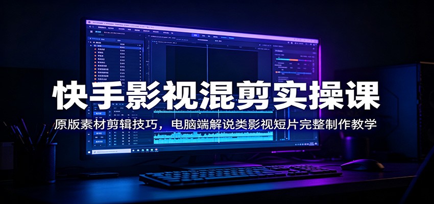 快手影视混剪实操课：原版素材剪辑技巧，电脑端解说类影视短片完整制作教学-盟主1站 - 热点知汇专注网赚项目资源知识聚汇
