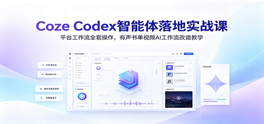 Coze Codex智能体落地实战课：平台工作流全套操作，有声书单视频AI工作流改造教学-盟主1站 - 热点知汇专注网赚项目资源知识聚汇