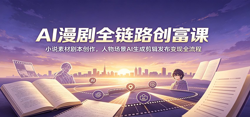 AI漫剧全链路创富课：小说素材剧本创作，人物场景AI生成剪辑发布变现全流程-盟主1站 - 热点知汇专注网赚项目资源知识聚汇