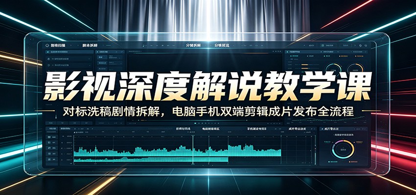 影视深度解说教学课：对标洗稿剧情拆解，电脑手机双端剪辑成片发布全流程-盟主1站 - 热点知汇专注网赚项目资源知识聚汇