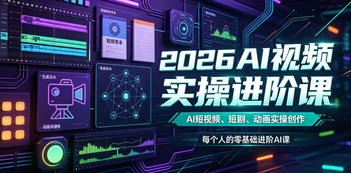 2026AI视频实操进阶课，AI短视频、短剧、动画实操创作，每个人的零基础进阶ai课-盟主1站 - 热点知汇专注网赚项目资源知识聚汇