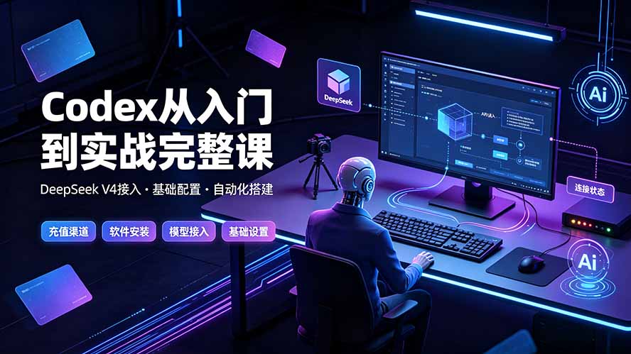 Codex从入门到实战完整课｜充值·安装·接入DeepSeek，记忆·插件·Skill·CLI·MCP全拆解-盟主1站 - 热点知汇专注网赚项目资源知识聚汇