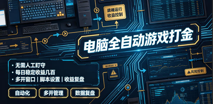 电脑全自动游戏打金，无需人工盯守，每日稳定收益几百！【揭秘】-盟主1站 - 热点知汇专注网赚项目资源知识聚汇