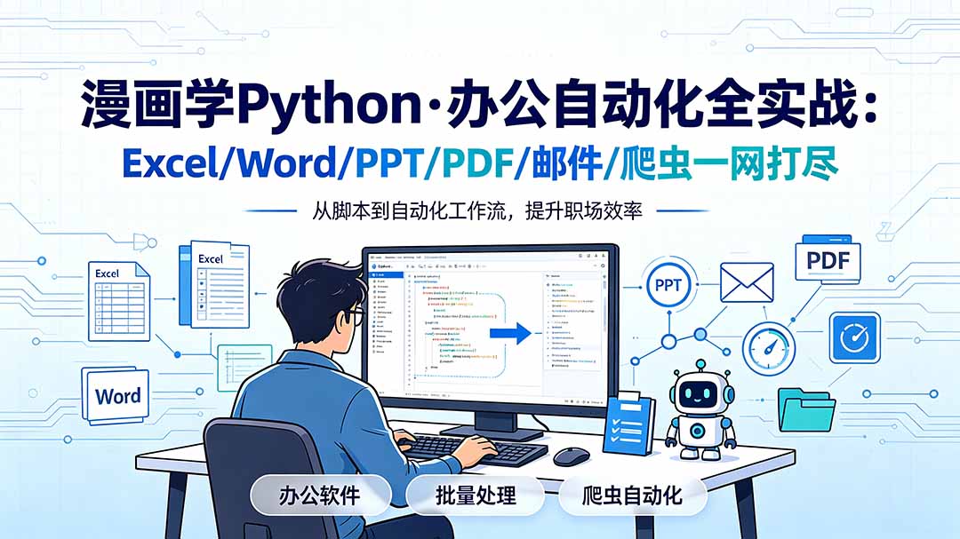 漫画学Python·办公自动化全实战：Excel/Word/PPT/PDF/邮件/爬虫一网打尽-盟主1站 - 热点知汇专注网赚项目资源知识聚汇