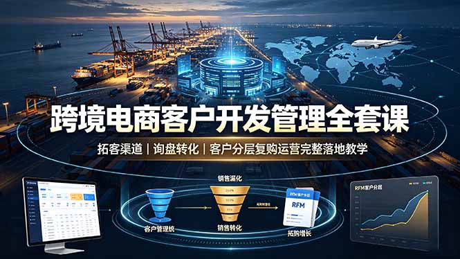 跨境电商客户开发管理全套课·拓客渠道｜询盘转化｜客户分层复购运营完整落地教学-盟主1站 - 热点知汇专注网赚项目资源知识聚汇